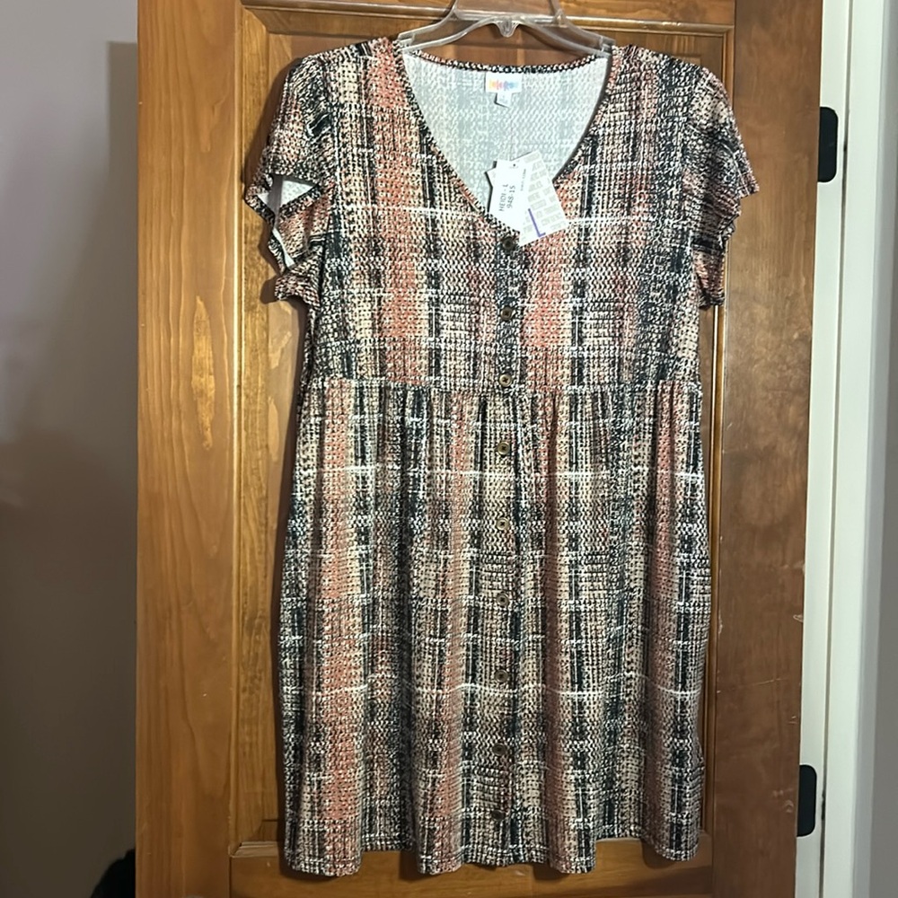 Lularoe Heidi dress , mixed color plaid print ( shown in photo) size L